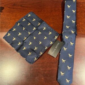 Navy Blue Tie and Pocket Square Set
